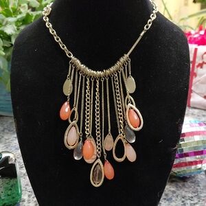 Worthington Gold Necklace with Orange and White Accents. 20in. Like new....